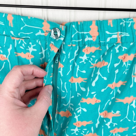 Vintage Lilly Pulitzer Cropped Capri Cotton Pants Green Fishy Print Size Small - Picture 4 of 9